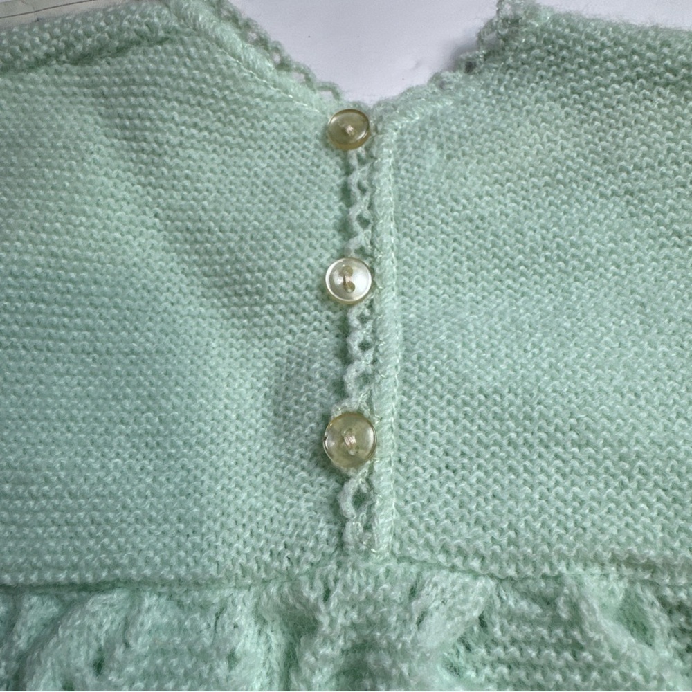 Vintage Perzo Baby Knit Dress
Mint Green Handcrafted Acrylic
New Tag - Picture 4 of 14